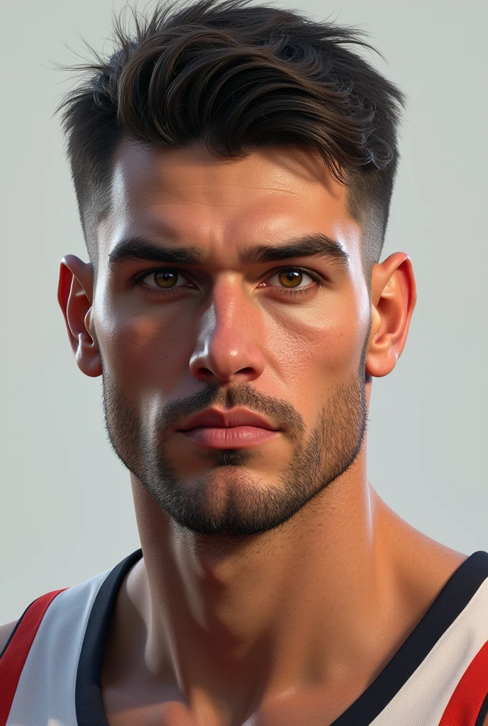  A badass Auerbach man with short hair, focus on the face. 