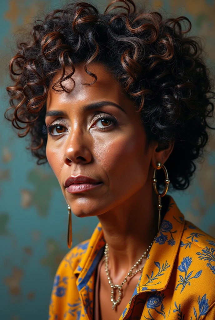 <lora:PamGrier_SD1.5_V1:1>, a Realistic photo of a pamgrier woman, modern afro, looking at viewer, dark hair, shirt, black hair, brown eyes, jewelry, upper body, earrings, lips, black shirt, portrait, realistic, soft lighting, professional Photography, Photorealistic, detailed, inside a dark Studio Room background, blurred background, RAW, analog, sharp focus, 8k, HD, DSLR, high quality, Fujifilm XT3, film grain, award winning, masterpiece