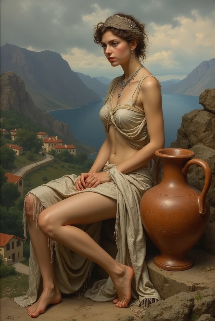 ll body many giant greek woman take a bath and talking together, river, water, litter flower, plan, tree far away, dramatic sky, dramatic cloud, on a dust field, full body, naked, female greek,female greek god, white hair, hairy torso, fantasy, intricate, elegant, highly detailed, digital painting, artstation, concept art, smooth, sharp focus, illustration, art by gaston bussiere and alphonse mucha, naked