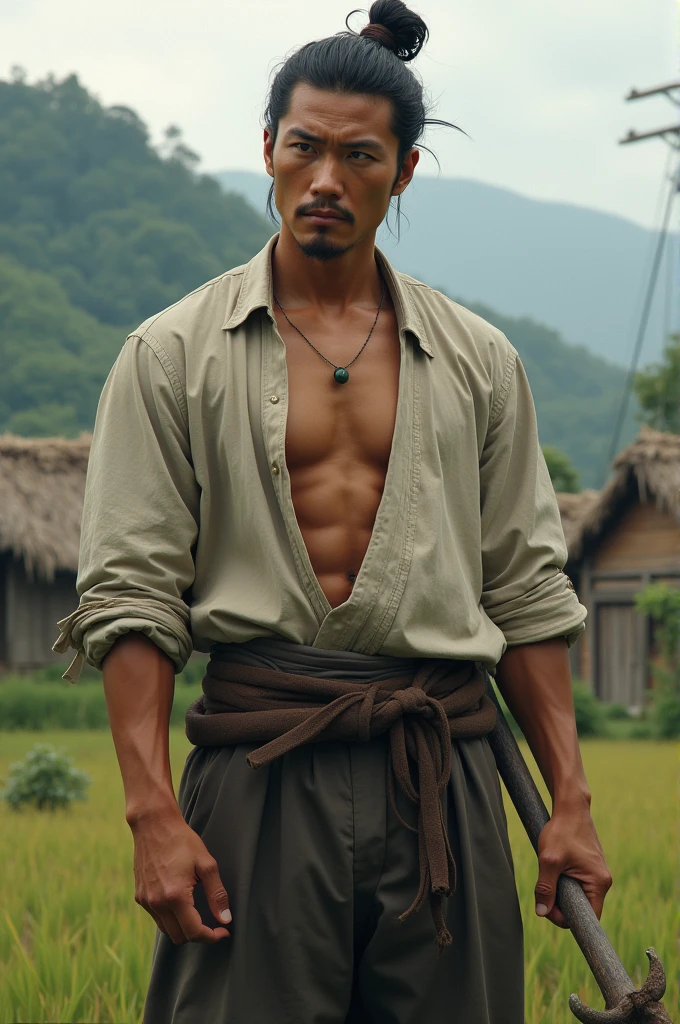 handsome (Japan) farmer, muddy, dirty, wet, Obscene set, Provocative image, perfect face, (homosexuality:1.2), Tall and strong, 8k quality, Ridiculous details and texture qualities
