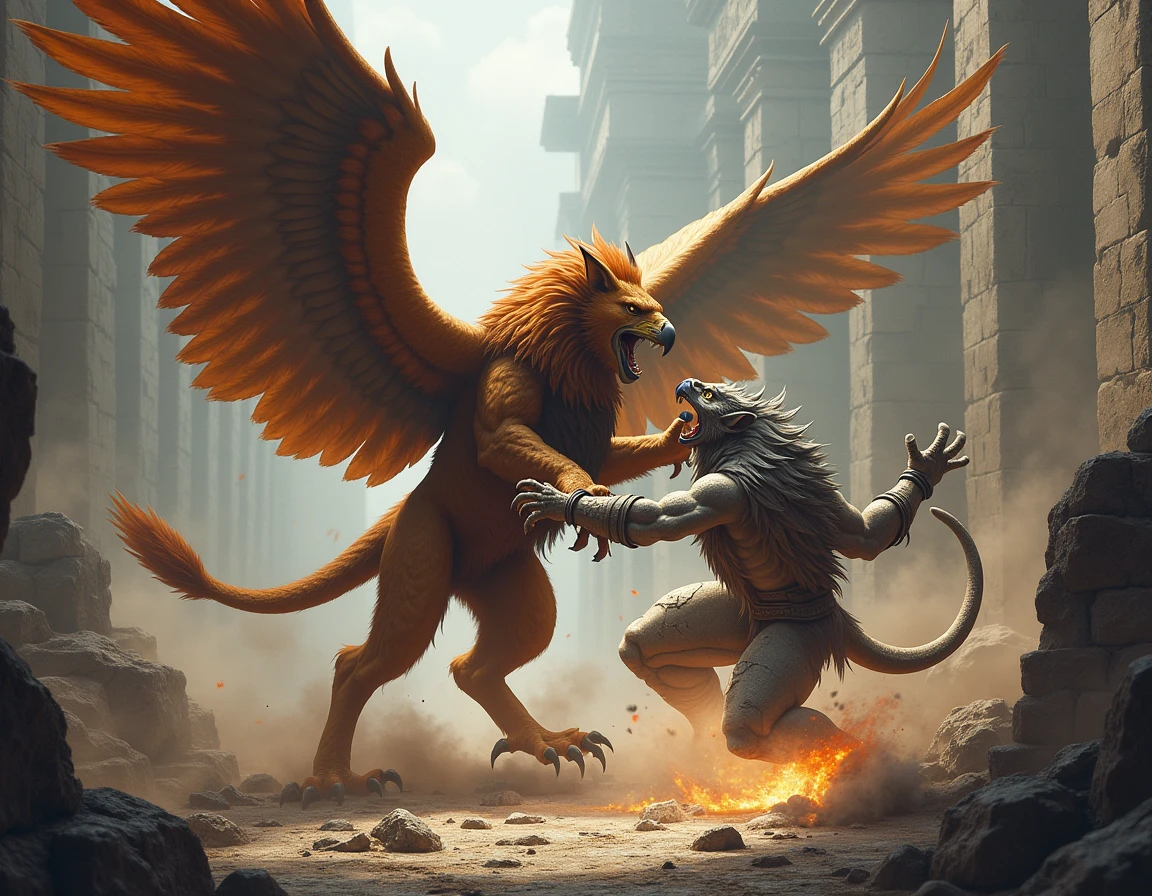 GreenLantern and Falcon animal fight scene. Ultra HD high resolution 4K 