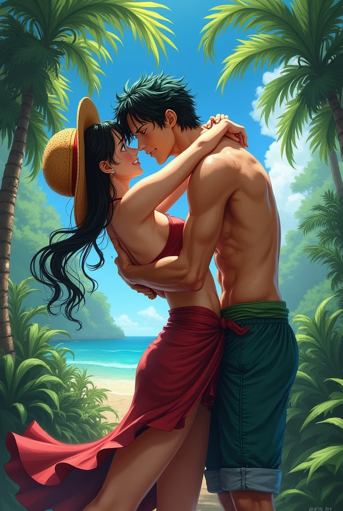 One Piece Luffy and the female emperor in the pool