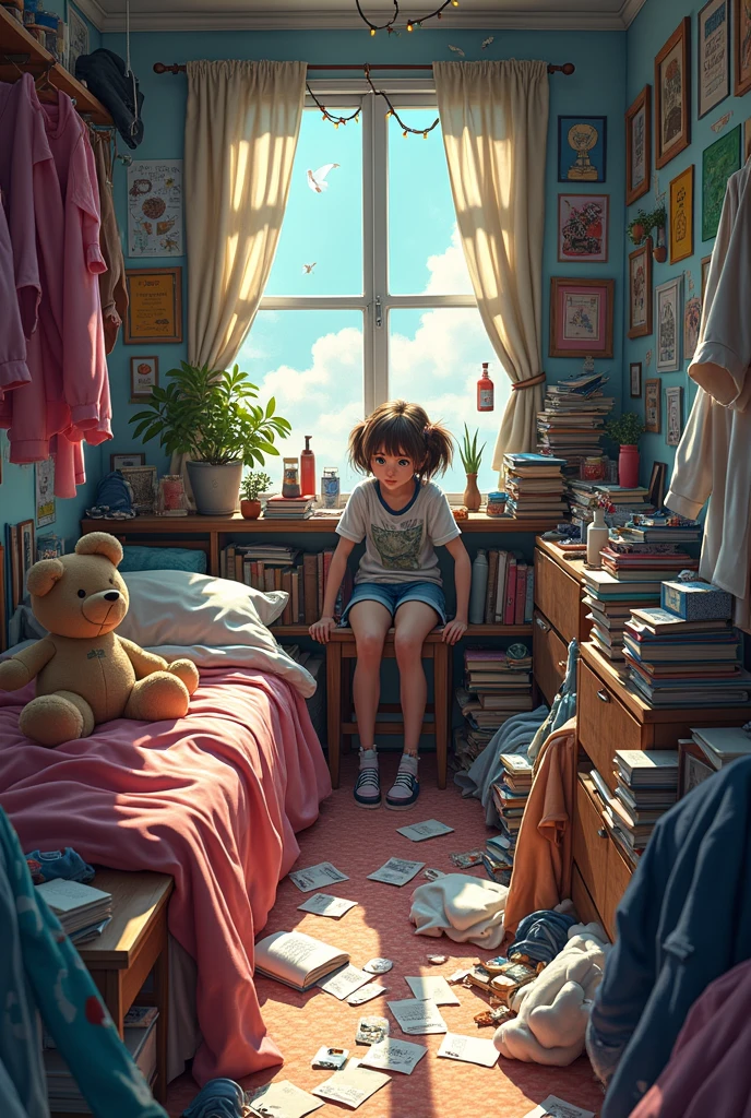 A room so messy you can't see the floor