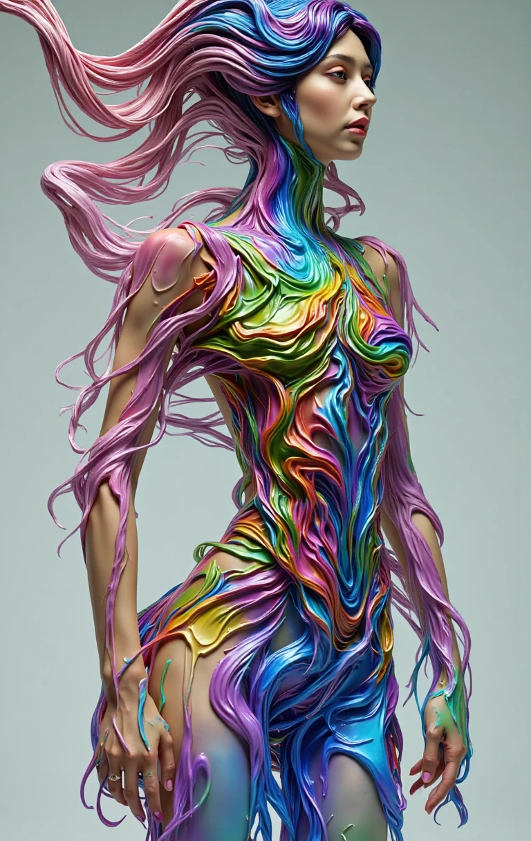 1woman,,Cosmic,long hair,bright colors,Light particles,Mshiff,wallpaper art,UHD wallpaper,stars,galaxy,(silhouette:1.3),light streaks,abstract,(shibari:1.3),bondage,glowing rope,ink,