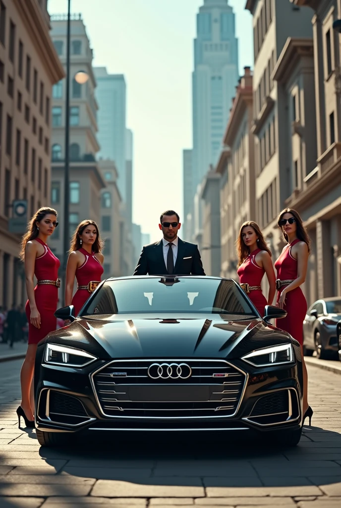 Cristiano Ronaldo with girls and Audi car