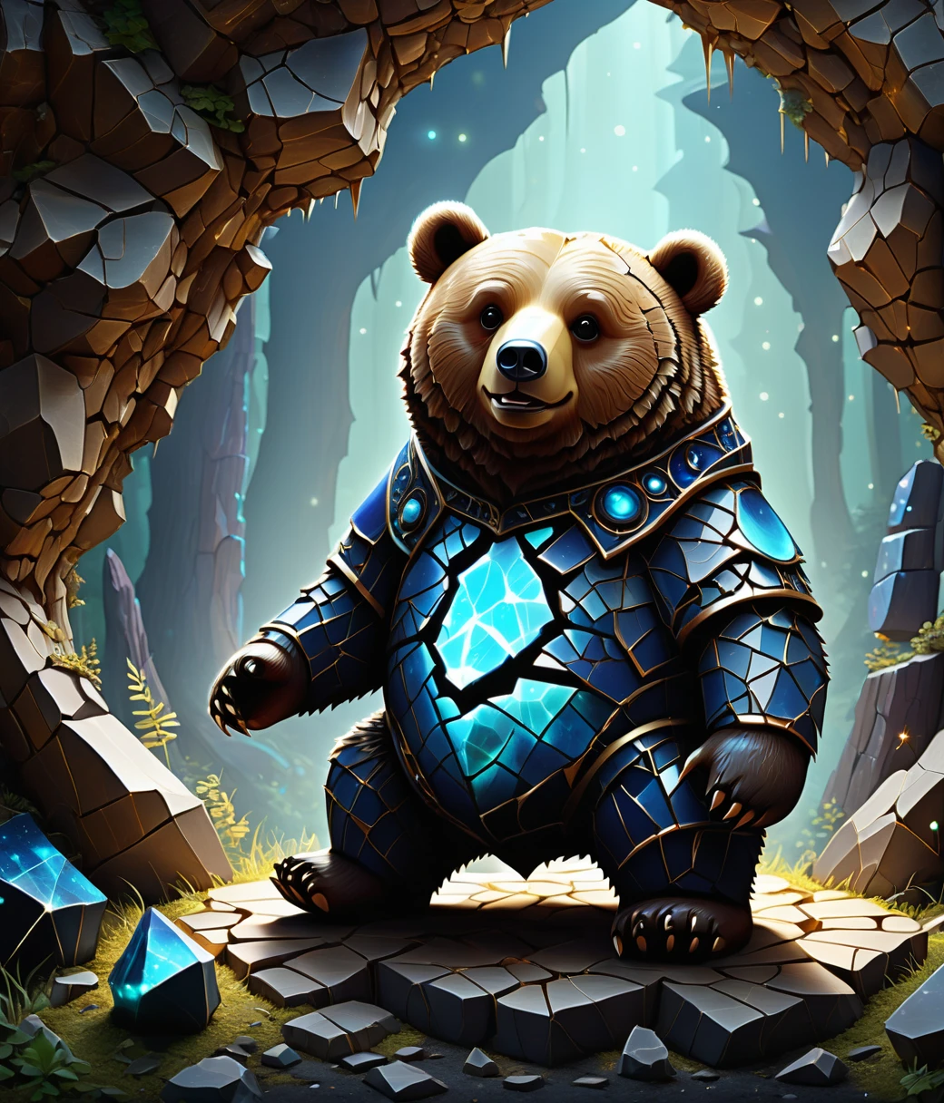 (cute, chubby, male, bear), DonMFr4ck7ur3dUnd3rw0rldXL fractured, adorable, magical, fantasy, hires textures, highly detailed, intricate details, best quality, masterpiece