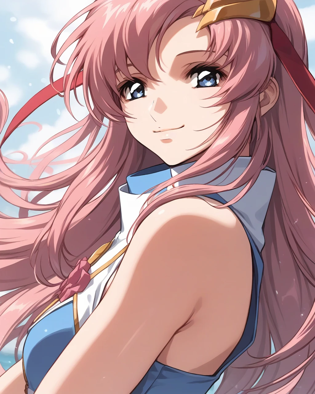 score_9,score_8_up,score_7_up,best quality, 4k, rating_safe, very aesthetic, source_anime,1girl,
Lacus ClyneBB,blue eyes,pink hair,long hair,hair ornament, ((wearing a light blue bikini)), detailed face, beautiful detailed eyes,, looking at viewer, sweet smile,dynamic angle, 