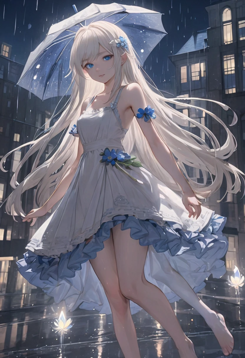 Photorealistic、Highest quality、Highest Resolution、Highest quality、８Ｋ、1人のBeautiful woman、Beautiful woman、Beautiful woman、Being outside、rain、umbrella、