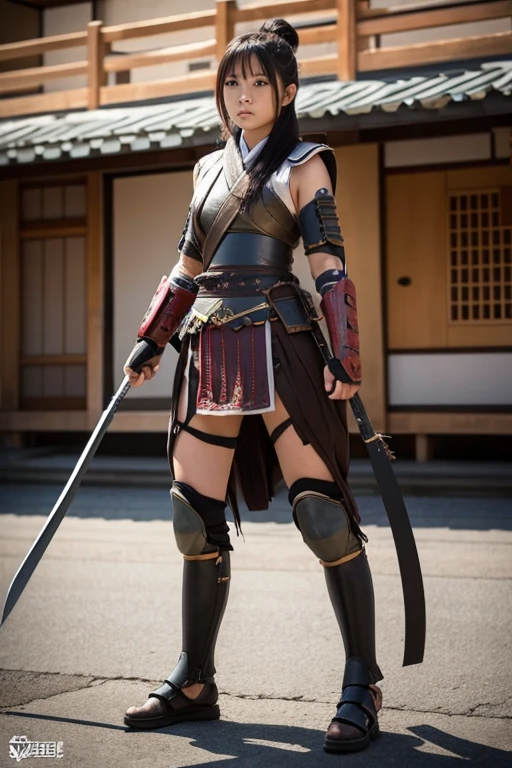 1girl, <lora:SamuraiC-16:1>, SamuraiC, japanese armor, dynamic pose, east asian architecture, (masterpiece, best quality, highres)