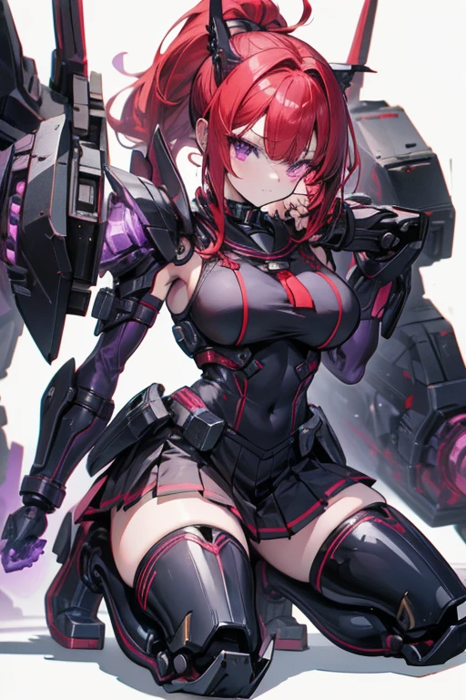 (巨作), ((Top image quality)),wicked smile、 (Super Detail), ((Very detailed)), 4K, (8K), 最好质量, (lovly),(((World-class quality))), Super Detail, Hi-Def, Nihilister、Mechanical parts, mechanical arms, mechanical legs, machinery, dragon tail, pelvis curtain, Leotard, Red Eyes, Huge breasts,(Oiled skin, shining skin、high gloss skin、Professional lighting)、((M legs,Spread legs))、