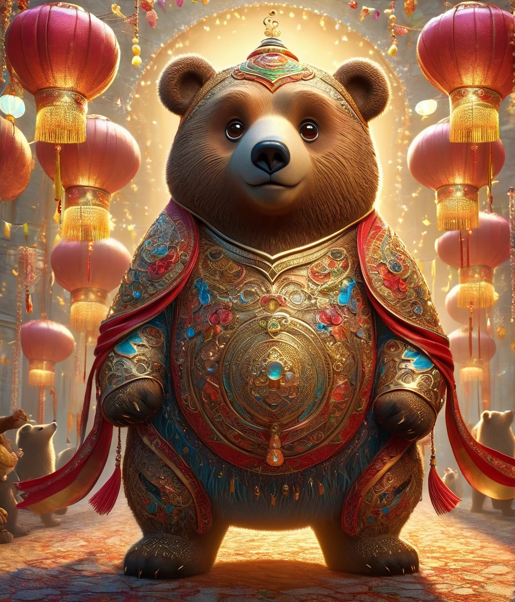 (cute, chubby, male, bear), DonM1un4rN3wY34rXL, adorable, magical, fantasy, hires textures, highly detailed, intricate details, best quality, masterpiece