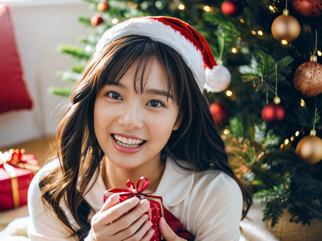 ( masterpiece :1.2,  top quality), (  realistic  , photo  realistic  :1.4),   beautiful illustration , ( natural light,   movie lights),   depth of written border, ( Anatomically perfect), ( face focus),  is the only viewer is a boy ,  (Five beautiful girls, Japan's most popular idol groアップ,  Christmas costume , Clothes lift, Surround Viewer:1.3), full,   sitting on the couch  , (orgasm face), With love , Saliva Scars ,    christmas tree , ceiling,  perfect style,  Capturing the essence of beauty  ,   happy expression, creates photo realistic  images,   cowboy shot, (Soft indirect light   ,  Backlight :0.7),