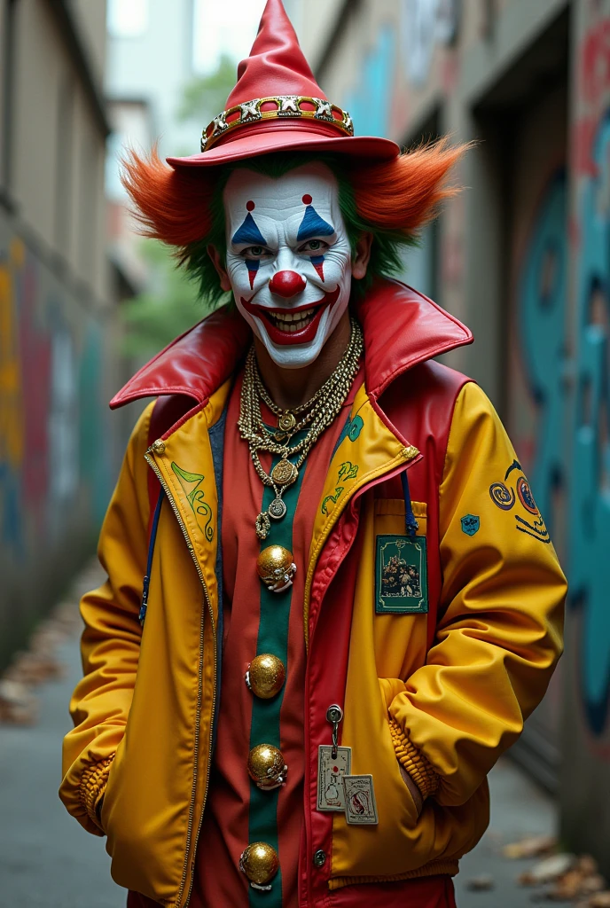 Clown smoking with gold chains in Neo color

