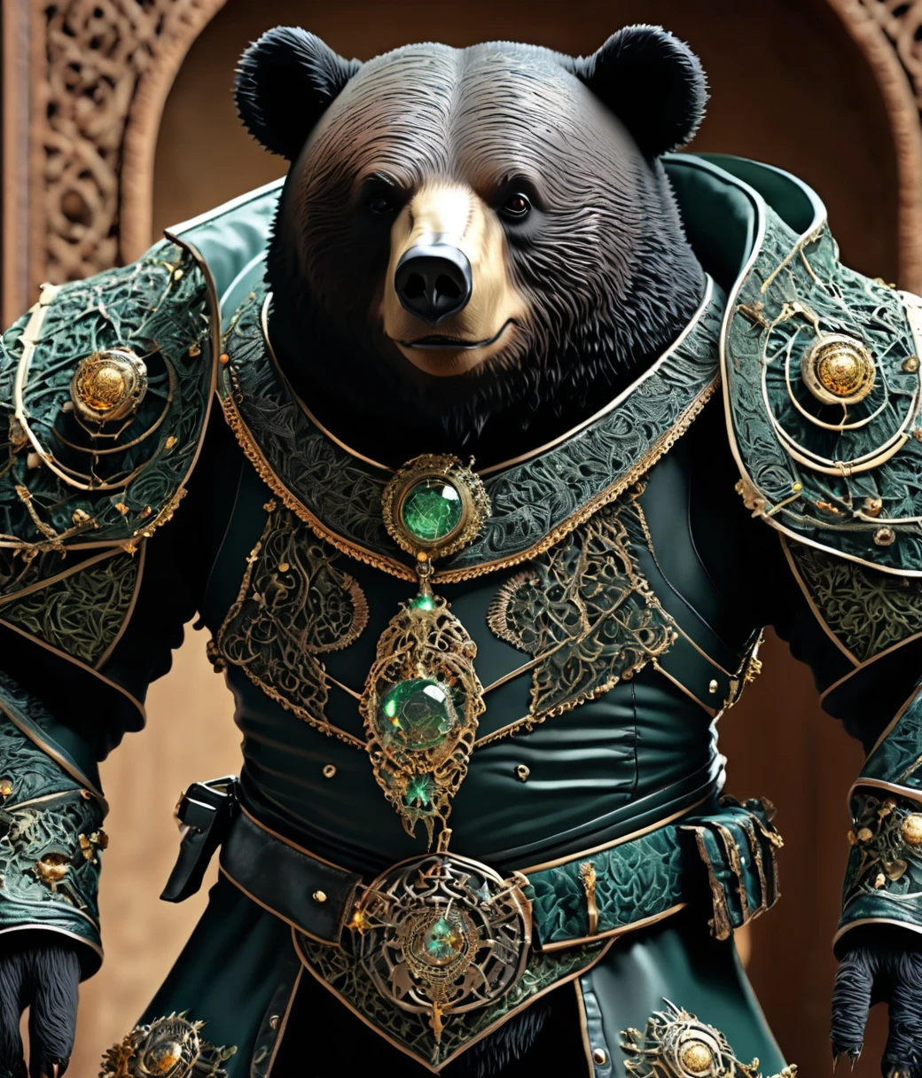 (cute, chubby, male, bear), DonMD34thM4g1c4tt1r3XL death magic attire, adorable, magical, fantasy, hires textures, highly detailed, intricate details, best quality, masterpiece