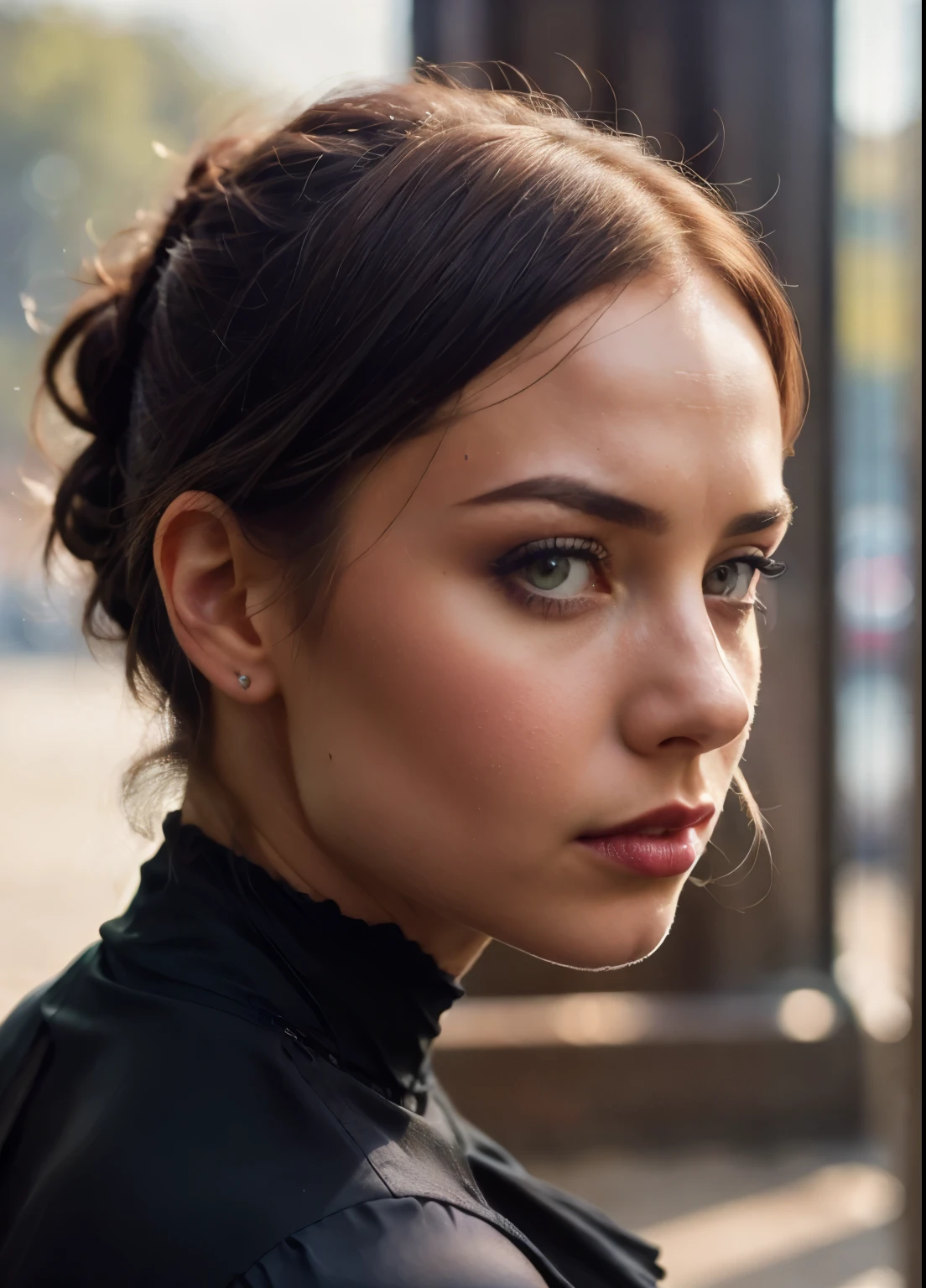 A stunning intricate full color portrait of (sks woman:1), in a black skirt, in full height, epic character composition, illya kuvshinov, Alessio Albi, nina masic, Sharp focus, natural lightin, sub-surface Scattering, f2, 35 mm, film grains,