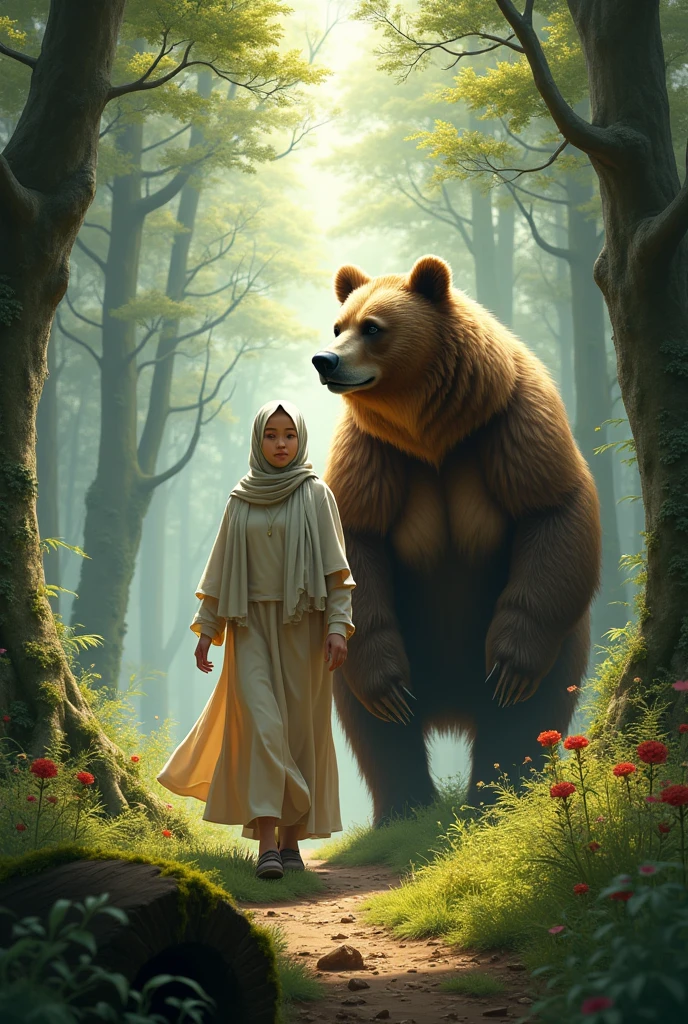 1 women hijab brown bear