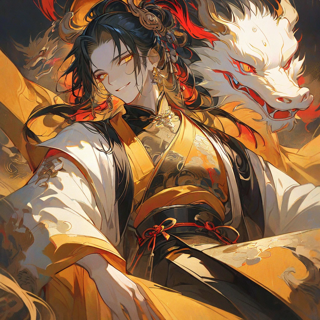 best quality,masterpiece,A black-haired man stood in front of the crowd with high spirits,Ancient Chinese official costumes,Chinese bun,Chinese traditional clothing,Chinese Palace,
