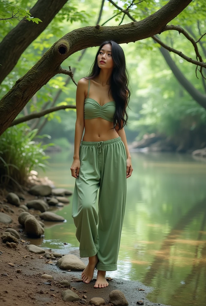 Create an image of an elf girl in a magical forest