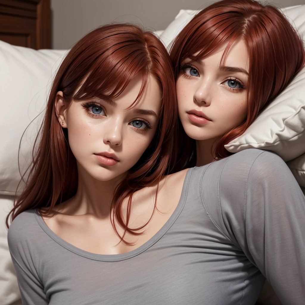 ((top quality, 8k, masterpiece: 1.3)), beauty, 1 girl, large: 1.3, slender abs: 1.1, light red hair, (lying on the bed, legs open: 1.2), ultra detailed face, highly detailed lips, detailed eyes, double eyelids, black bra, inviting for coitus