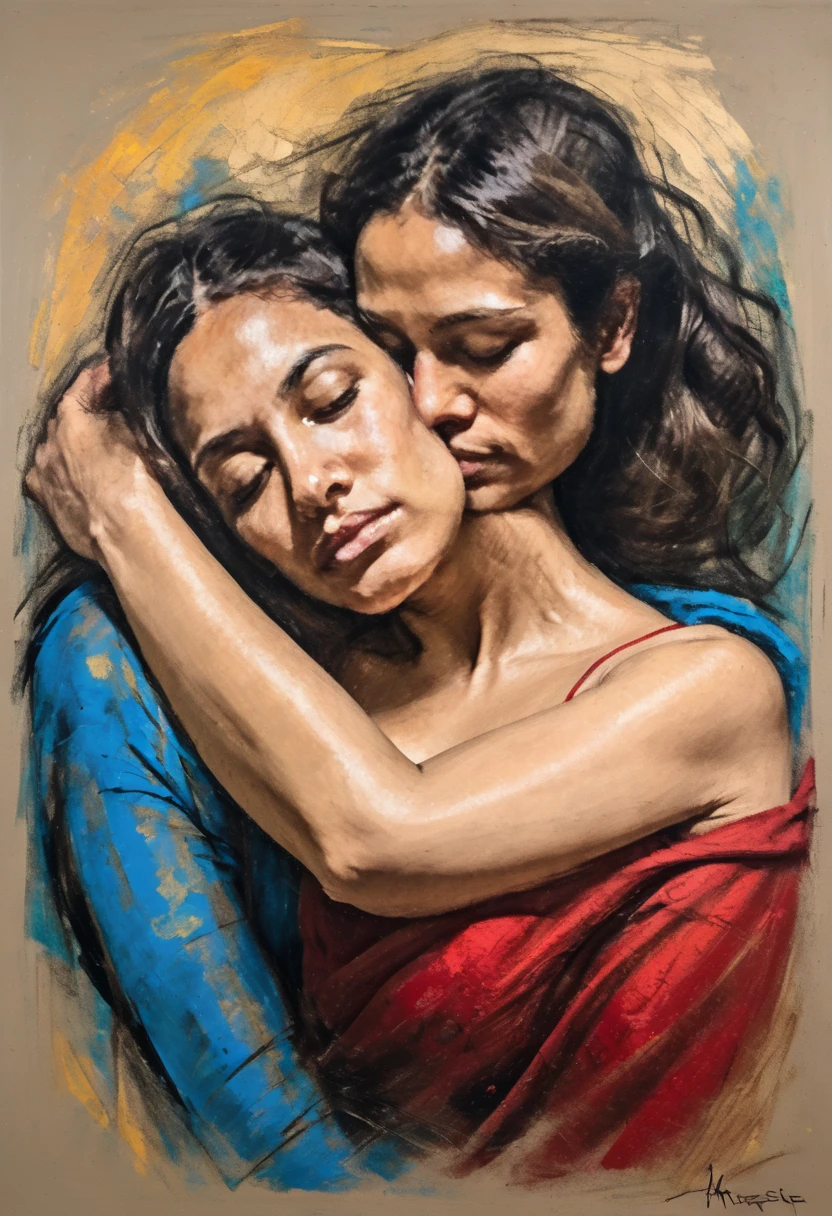 painting of a woman, intertwined bodies, sensual painting, inspired by Eugene Delacroix, lovers melting in bed, lovers, impasto oil paint, acrylic and oil paint, very thick and very soft oil paint, hugging, oil painting, expressionist painting, thick impasto, deep impasto, unknown artist