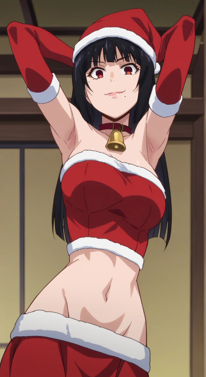 masterpiece, best quality, beautiful art, high resolution, well formed hands, body and fingers, 1 woman, solo, Chizuru Minamoto, 31 years old, red makeup, red lipstick,adult, grown up,  cosplaying as Mai Shiranui , mai_shiranui_cosplay, adult, large and round breasted, cleavage, full body , hair ribbon, gorgeous legs and, thighs, sexy Japanese clothes, hair ornament , sexy and bare legs , hips and thighs, panties peek,fighting in a combat match, showing her fighting skills, making her guard, about to hit the viewer, looking at the viewer,  panties peek, sweating, bouncing breasts, smiling joyfully and brightly, seductive face, being confident and proud, action and fighting scene, martial arts tournament on the beach             