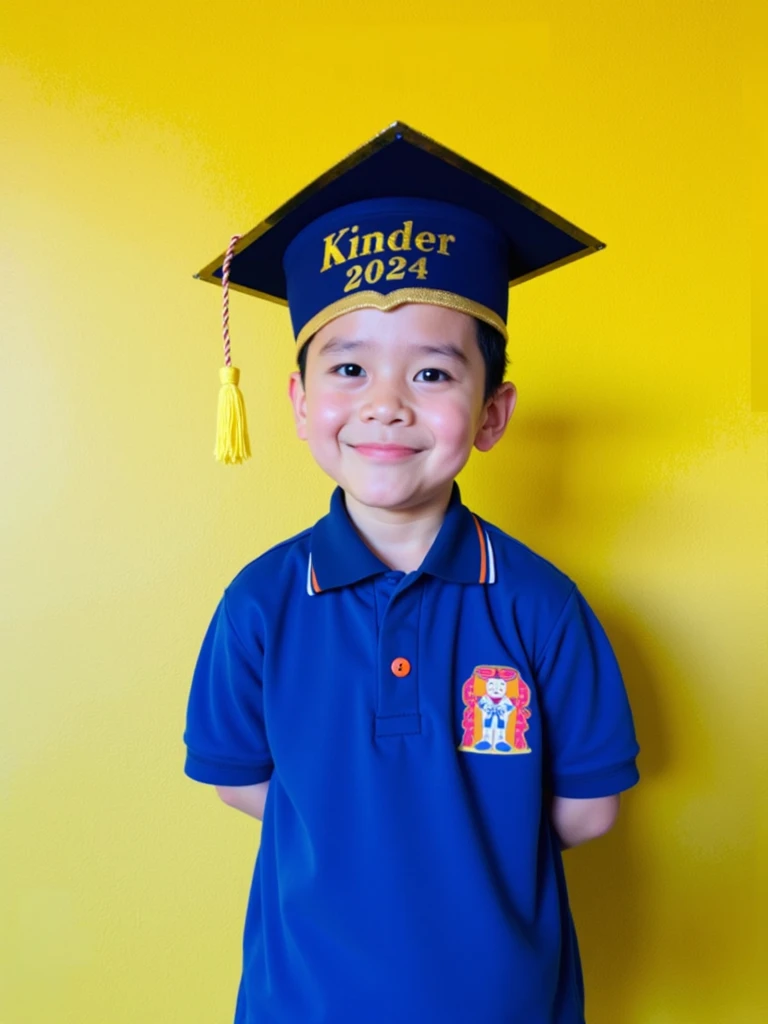there is a young boy standing on a tiled floor with a tie, inspired by Abidin Dino, wearing , by Abidin Dino, wearing a , jk uniform, blue uniform, ismail, wearing authentic attire, potrait, plain uniform sky at the back, fullbody shot, full body photogenic shot, police man!!
