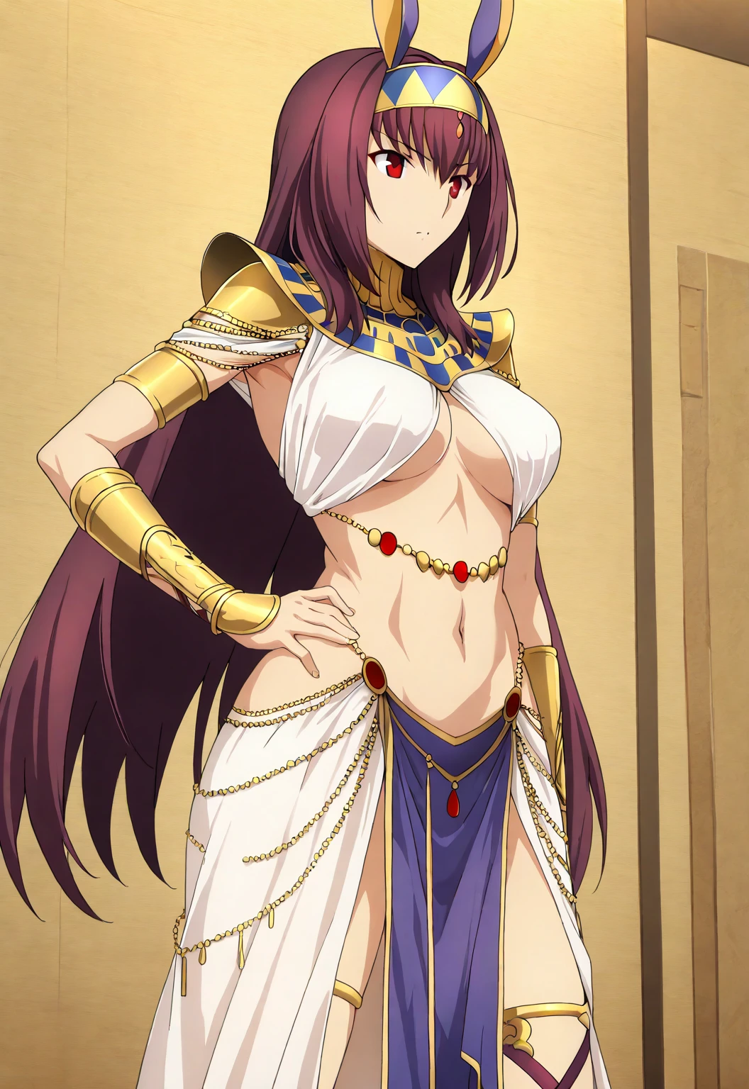 score_9, score_8_up, score_7_up, score_6_up, source_anime, BREAK by ikuchan kaoru, iku, clean color, flat color, sitting, indoors, presenting breasts, couch, muscular, extremely muscular, 1girl, bodybuilder, muscle girl,fren, bored, apathetic, break, ((arabian clothes)), belly dancer, face veil, veil, purple hair, long hair, blunt bangs