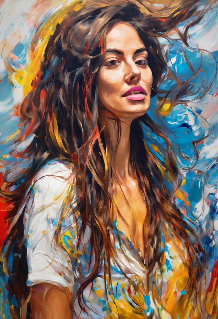 painting of a woman with long slanted hair, digital expressive oil painting, an expressive digital painting, in digital painting style, digital oil on canvas, expressive digital painting, digital oil painting, digital art oil painting, digital oil painting, digital art painting, digital art painting, digital painting, style digital painting, digital art painting, digital painting, young woman with glitches. acrylic and oil paint, very thick and very soft oil paint, hugging, oil painting, expressionist painting, thick impasto, deep impasto, unknown artist