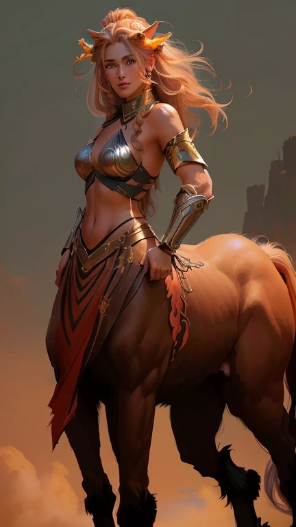 a close up of a centaur woman warrior centaur woman, beautiful full body concept art,  female druid, by Yang J, graphic artist magali villeneuve, epic fantasy character art, female centaur centaur, a centaur female warrior, centaur horse, rossdraws and boris vallejo, centaur from greek mythology