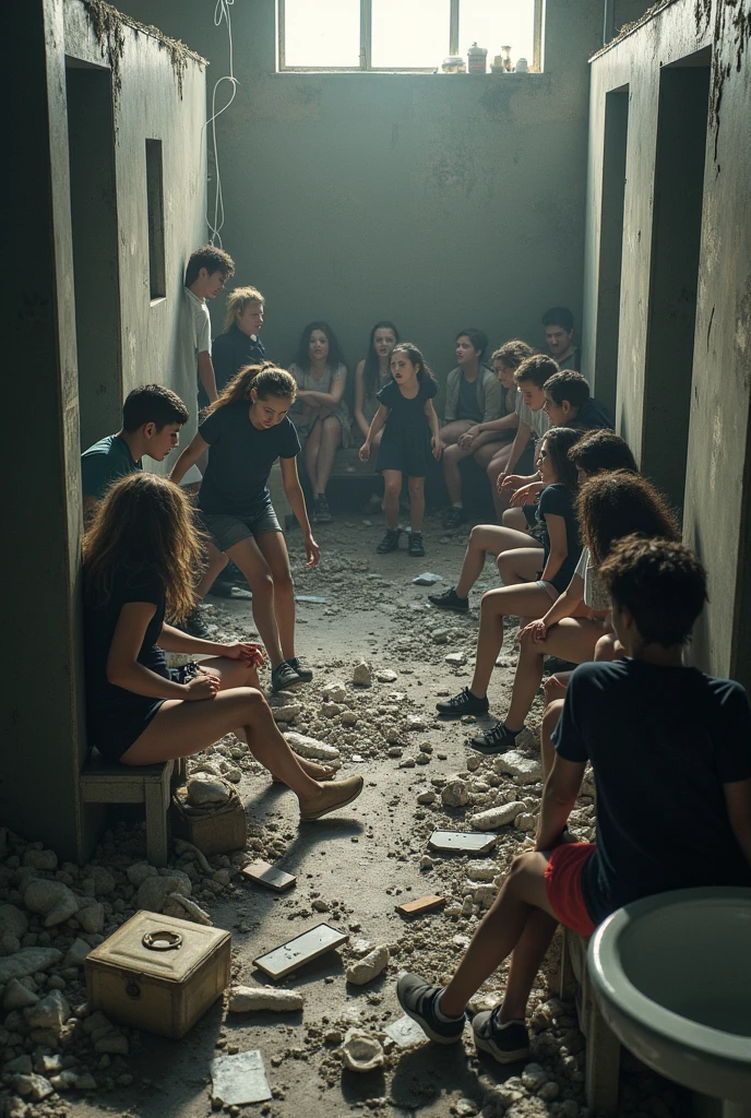Seven people locked in a room