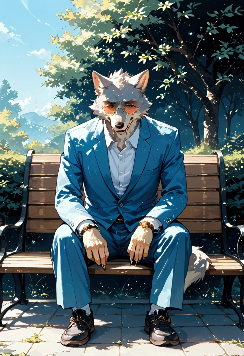 
(solo:1.3),1boy\((wolf:1.4),(kemono),(furry),(old:1.3),bald head, tired,worn-out suit, businessman, glasses,fangs,sharp teeth,sharp nails, eating lunch. at the bench, in a park, solitude,full body\).The park is a nice day and many people playing. score_9, score_8_up, score_7_up, score_6_up, score_5_up, score_4_up, source_anime,source_furry,rating_safe,rating_questionable,masterpiece, best quality, perfect anatomy , very aesthetic , absurdres,landscape,(long shot:1.3)