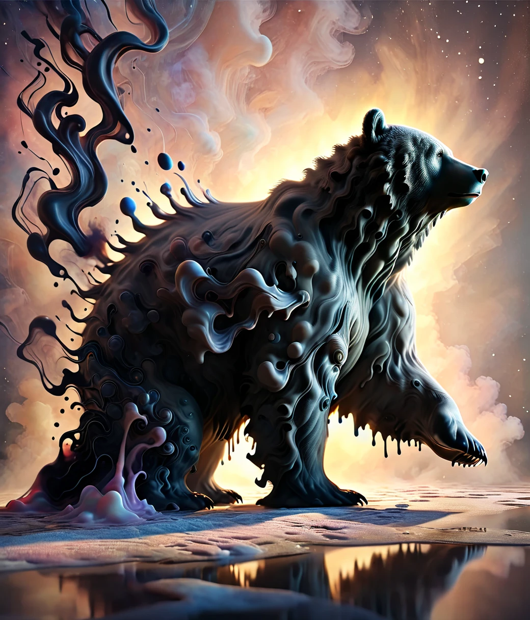 (cute, chubby, male, bear), DonM5h4d0wM317XL shadow melting, adorable, magical, fantasy, hires textures, highly detailed, intricate details, best quality, masterpiece