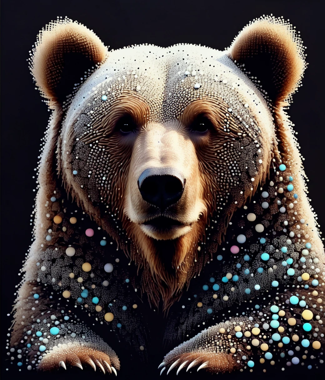 (cute, chubby, male, bear), DonMD4t4D3ns1tyXL dot art, adorable, magical, fantasy, hires textures, highly detailed, intricate details, best quality, masterpiece