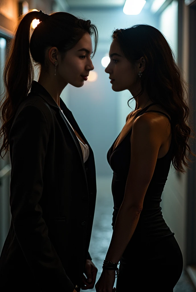 Reign of Night V: The Shared Abyss
Prologue
Lina and Erica stood facing each other in a dimly lit room. As usual, a special night was about to begin, but this time it would be more challenging than any of their previous nights and would test their bond. The girls already understood each other's nature, but tonight's experience would further deepen that relationship.
Lina, tonight we will test our limits." Erica whispered in a low voice. There was a mixture of coldness and excitement in her voice.
'Yes, Lady Erica. I am ready." Lina answered politely, but her words were filled with a certain determination.
The two looked into each other's eyes and quietly began their preparations. The table was equipped with all the necessary tools, foreshadowing the long night ahead.
Chapter 1: Preparation for Restraint
First, Lina and Erica picked up the timed handcuffs. This time, the handcuffs could be set for 10 hours of restraint, and a countdown would automatically begin once the handcuffs were applied.
Are you sure you want to set the handcuffs for 10 hours, Rina?" Erika asked to confirm.
'Yes, Miss Erika. They will not be released in the middle of the countdown." Lina calmly replied as she confirmed the handcuff settings.
Next, they both picked up their rubber suits. The cold, smooth material foreshadowed the severity of the experience to come.
'Dear Erika, let me put the suit on you first.' Lina said politely and began to put the suit on Erica.
Erika silently let Lina take care of her, enjoying the sensation of the suit gradually fitting her body. Lina carefully placed the "pink remote control" device on Erica's legs and then placed the suit completely over them.
'Lina, you get ready too.' Erica said, looking at Lina.
'Yes, Miss Erica.' Lina responded and let Erica put on her own suit. The cold rubber was so close to her skin that it sucked on it, and her breathing became a little heavier. Erica put the "pink remote control" device on Lina and hid it inside he