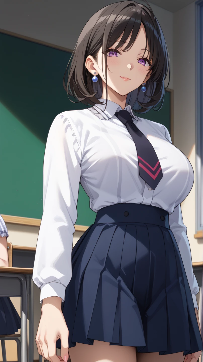  score_9,     score_8_up,     score_7_up,     score_6_up,     score_5_up,     score_4_up,   source_Anime, tag1,   tag2,   最    High Quality    ,       High Quality  ,       Details,   Nice face,adult, cockatiche , mature,, elegant , Women's College Uniform, pleated skirt,  stormed the classroom, Big Breasts,, Eye Shadow ,,, ,  multiple girls,  is watching viewers,  view from below