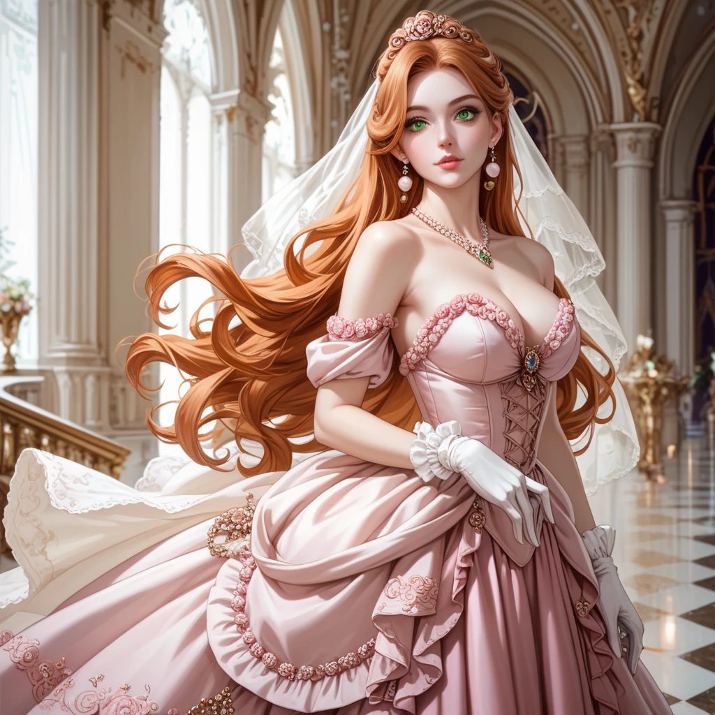 1girl, masterpiece, highres, sonicedges_rias_gremory,long red hair, ((wedding dress, room, bridal lingerie, wedding theme))
