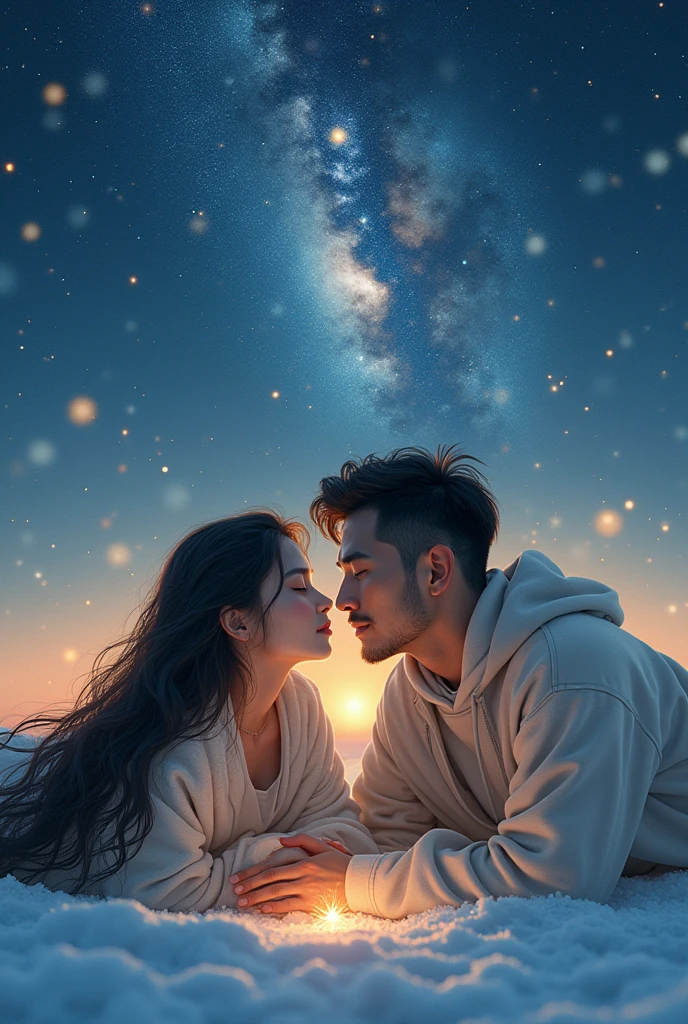 A boy who is all alone on the planet 16 year old boy with a very beautiful girl next to him holding hands then they kiss in bed