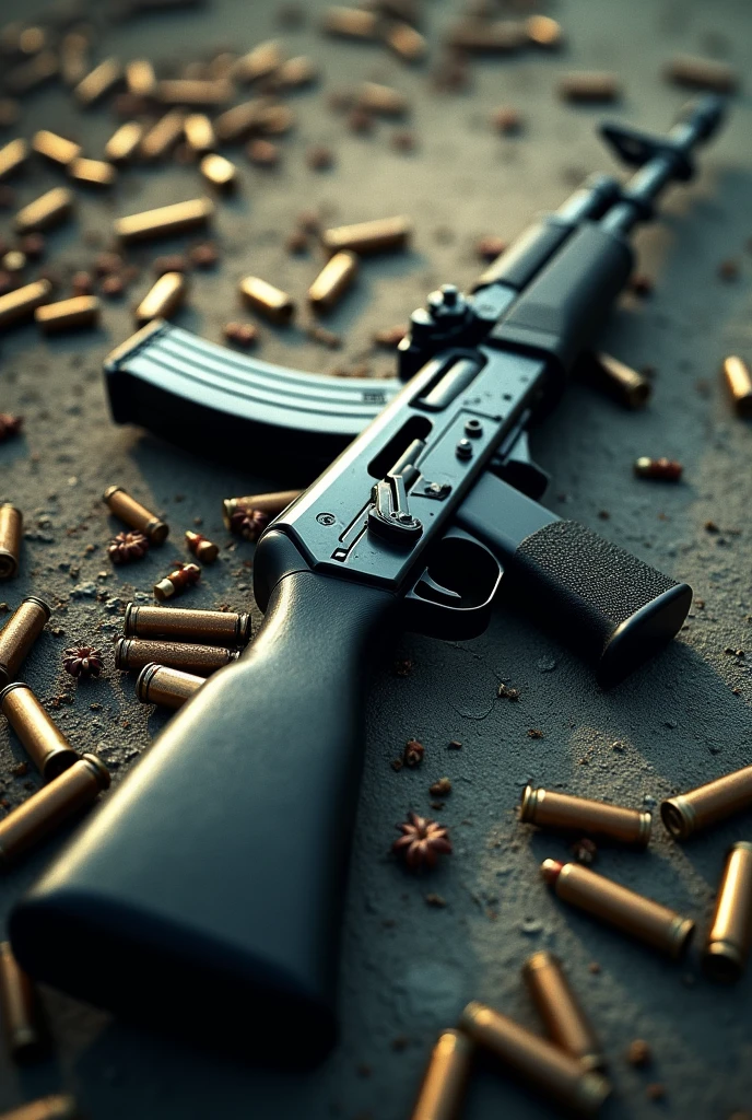 The movie poster image features a ak 47 resting on the ground with bullet casings scattered around it. The text on the image includes the names \"Borbaad.\"