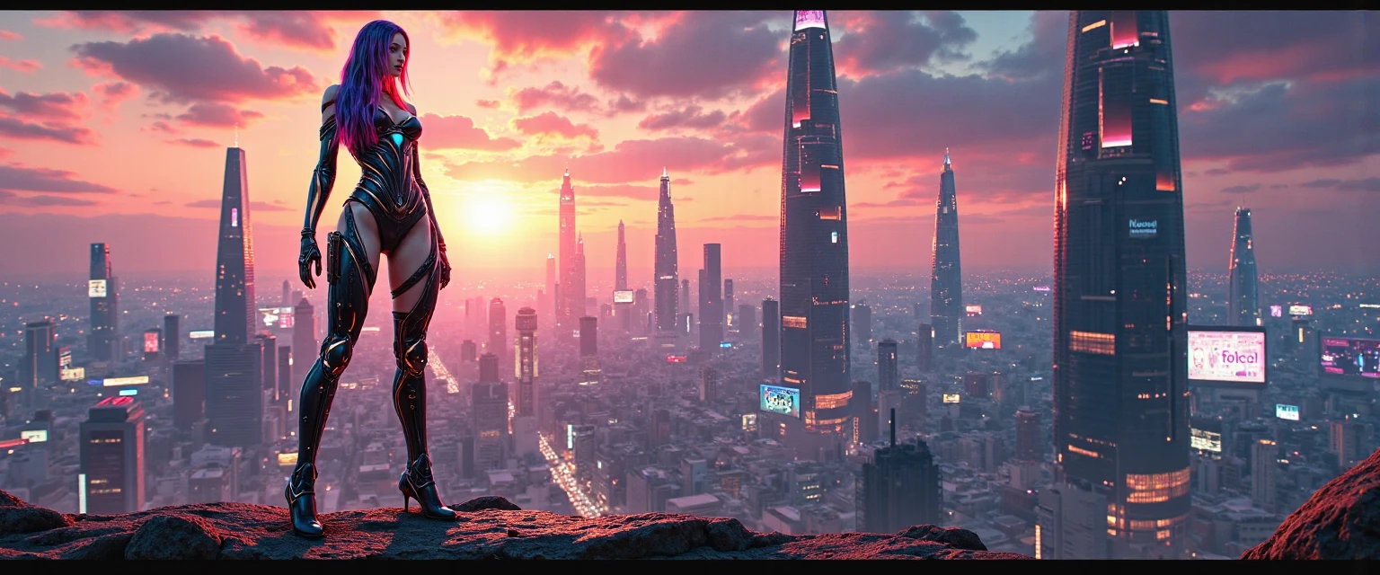 At night, dark sky, aerial view of fantasy cyberpunk style Moai-statue city, ((flying vehicle)). ((1girl, solo, alone)), photo realistic, medium-breast:1.1 slim body, cleavage, sexy clothes, (black sunglasses), (((hip-up standing and pistol aiming pose))), half-body thigh level medium shot, cinematic lighting.