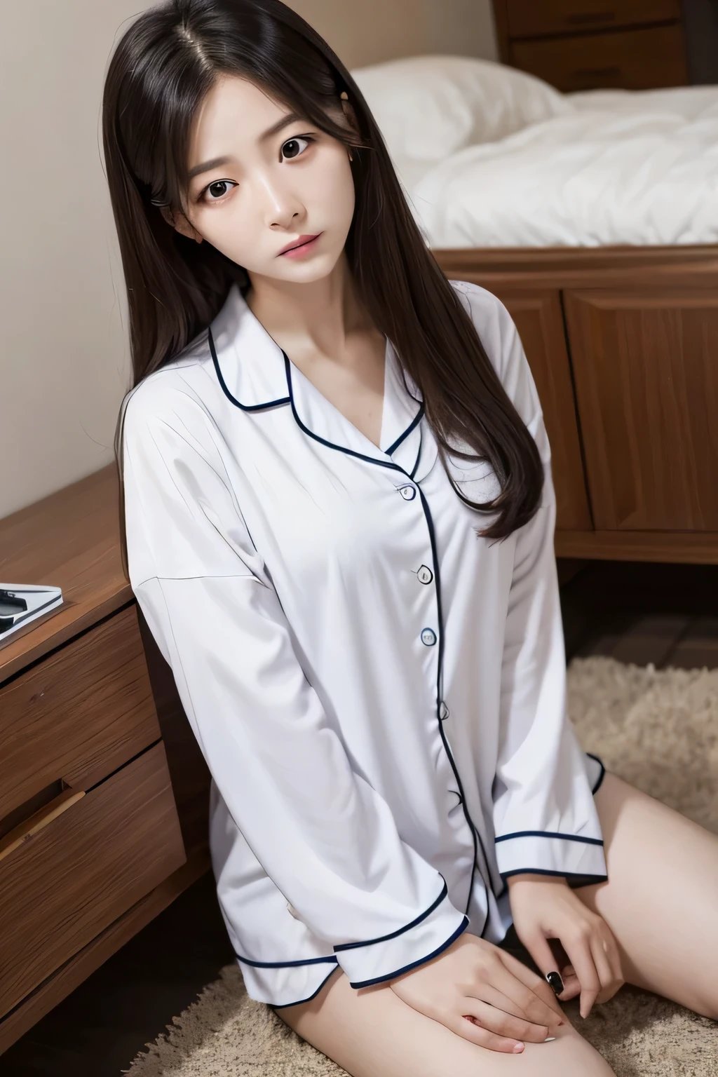 hightquality、masterpiece、ultra res、a beauty girl、Beautiful girl face、cute girl face、s Pajamas、wearing pajamas、full bodyesbian、Famous actresses of Japan、very beautiful face、A sexy