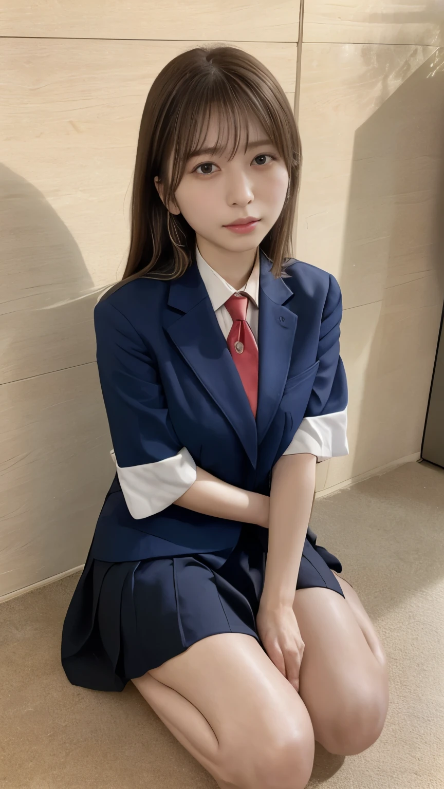 JK school uniform，White top，white stockings，brunette color hair,super high image quality