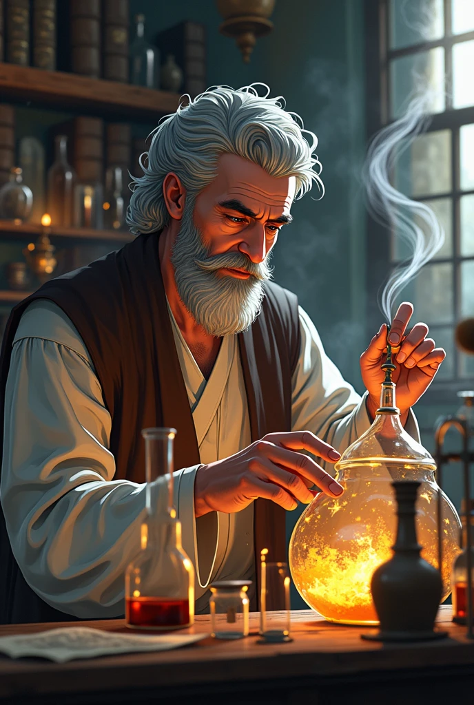Al-Razi working in a laboratory. (ANIME OR DRAWING ) - SeaArt AI