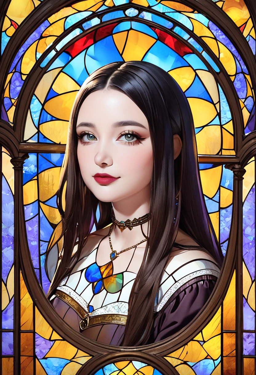 Stained glass picture of Mona Lisa