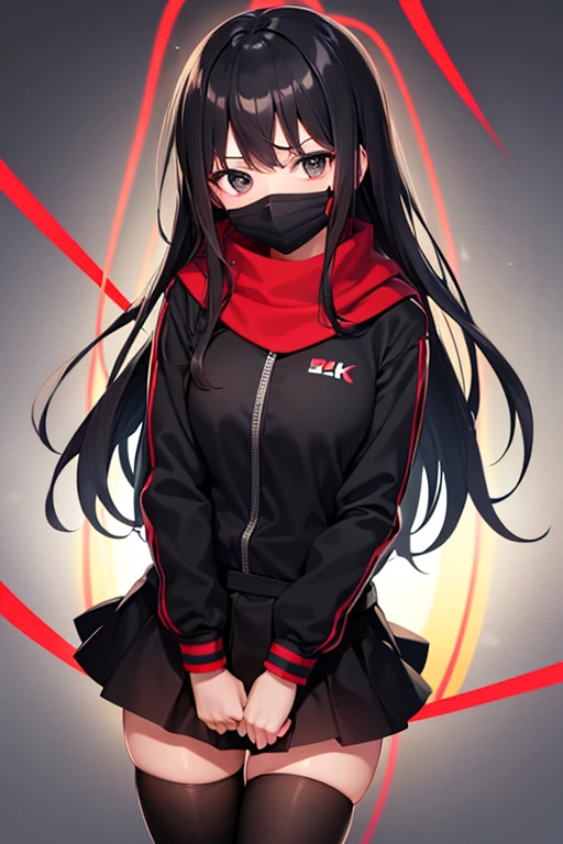 One girl、Red eyes、Black Hair、Black hoodie、Too much exposure、cute、Small breasts