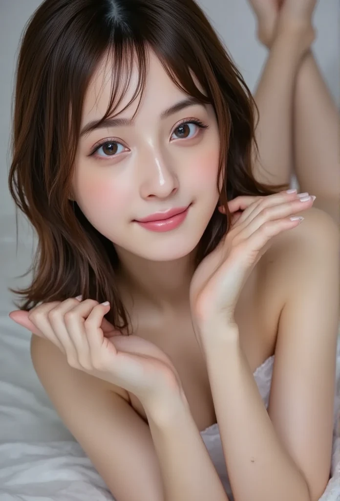 masterpiece, 最high quality,16k,8K,beautiful,get used to it,exquisite,extremely get used to it, finely get used to it, high quality, insanely get used to it, ultra get used to it, ultra high resolution, 超high quality, beautiful face, Japanese, NSFW, (micro bikini, Lie on your back with your legs spread,side view,looking at camera:1.4),(open_legs:1.6)Cinema Lighting,smile