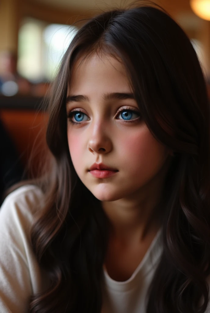 Surreal Macro Portraiture, of a insanely beautiful young girl, blue scarf around her head, in the style of Diego Fazio, photorealism, vibrant interplay of light and shadows, vivid focus
