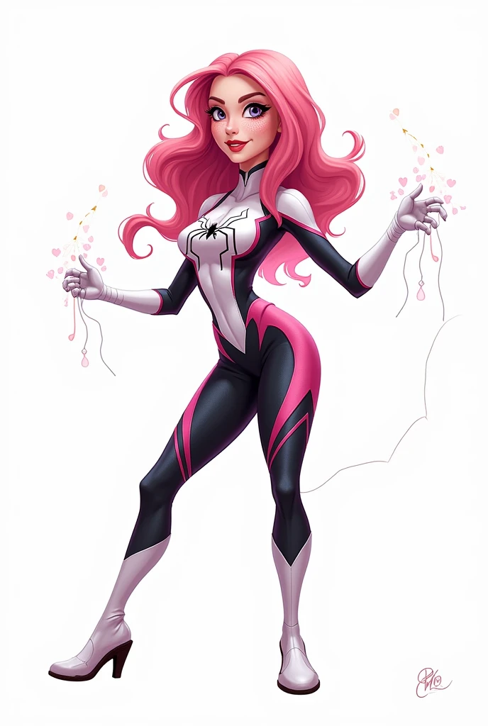 A one-piece pajama set inspired by the white suit, Black and Pink by Gwen Stacy