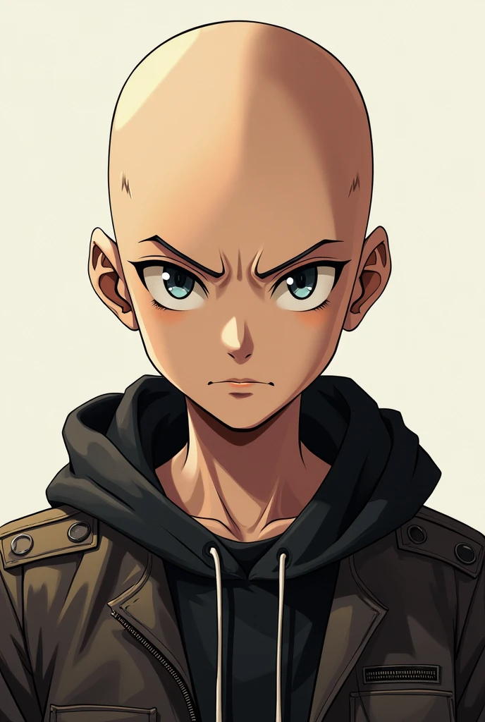 Caricature of one punch man, realistic, white background