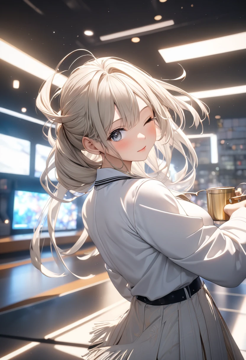 zori,glass,Long-haired girl,Vacated,Light,HD beauty CG