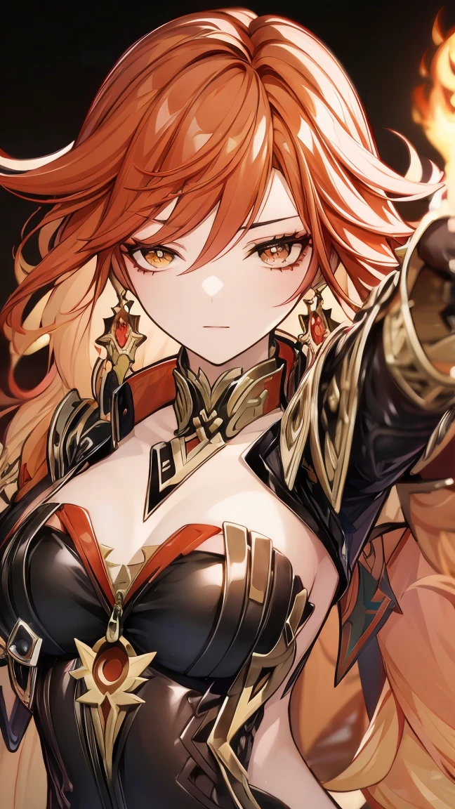 a close up of a woman with long hair and naked, a character portrait by Yang J, pixiv, rasquache, keqing from genshin impact, genshin, portrait knights of zodiac girl, ayaka genshin impact, extremely detailed artgerm, appears as the fire goddess, zhongli from genshin impact, the fire queen